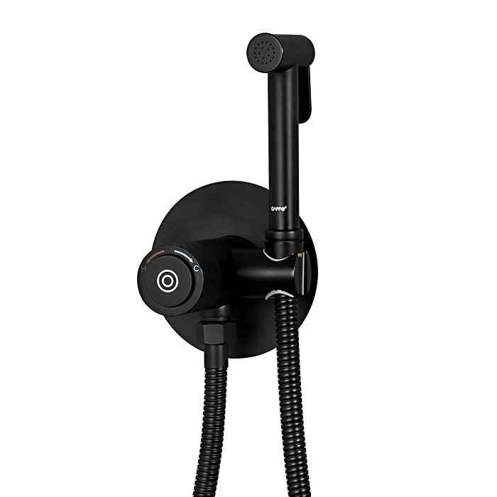 Змішувач для гігієнічного душу GAPPO прихованого монтажу чорний латунь G7288-6, фото 1
