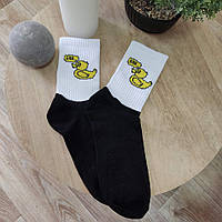 Шкарпетки чоловічі чорно-білі з принтом "Утінок" (розмір 41-46)