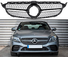 Радіаторна решітка Diamond Grille з діамантами W205 для Mercedes C200 C250 C300 C350 Black