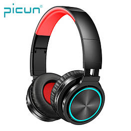 Бездротові Bluetooth-навушники Picun B12 з функцією плеєра і RGB підсвіткою Black-Red