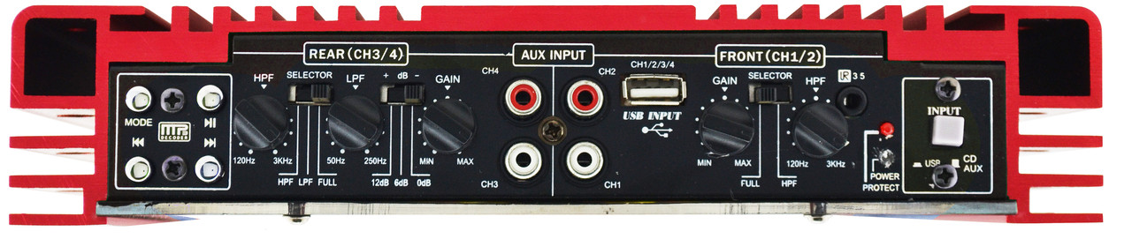 Автомобильный 4-канальный усилитель звука CIMaudio MRV-1907 4000W Silver/Red (4833) - фото 3 - id-p1585401165