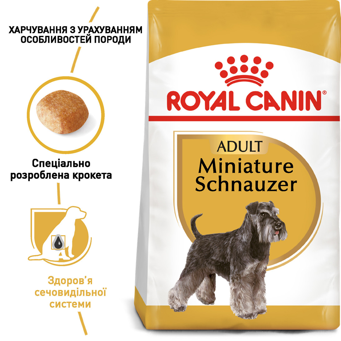 Royal Canin Miniature Schnauzer Adult сухий корм для дорослих собак породи Цвергшнауцер від 10 місяців, 7.5КГ