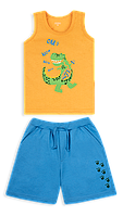 Костюм (майка и шорты) летний для мальчика GABBI KS-20-13-4 Технозавр Оранжевый на рост 86 (12088)