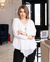 Женская блузка ткань софт+шифон длинный рукав размер: 50-52, 54-56, 58-60, 62-64, 66-68