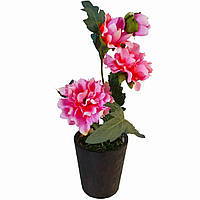 Цветы искусственные в вазоне, пионы красно-розовые в горшке, высота 30см