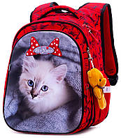 Школьный рюкзак для девочки 1-4 класс, светоотражающие элементы, три отделения SkyName (Winner) R1-014 красный