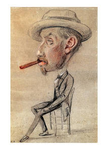 Листівка Claude Monet - Caricature of a Man with a Big Cigar, 1855