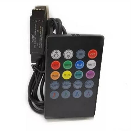 Контролер RGB 5В Музичний з пультом ІЧ, інфрачервоний, 24 кнопки.