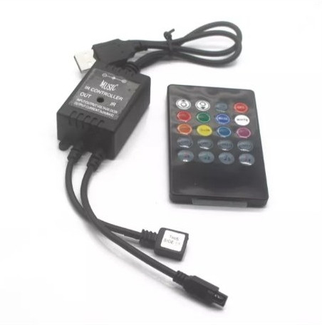 Контролер RGB 5В Музичний з пультом ІЧ, інфрачервоний, 24 кнопки.