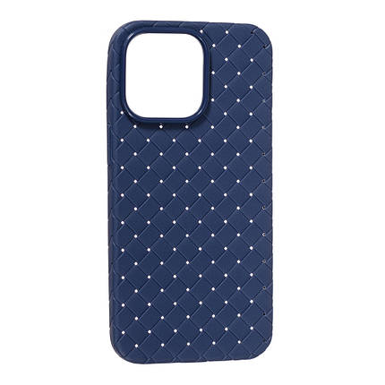 Чохол Шкіра Плетіння для Apple iPhone 13 Pro Blue, фото 1
