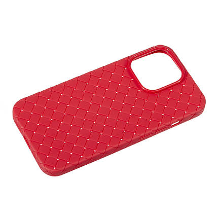 Чохол Шкіра Плетіння для Apple iPhone 13 Pro Red, фото 3