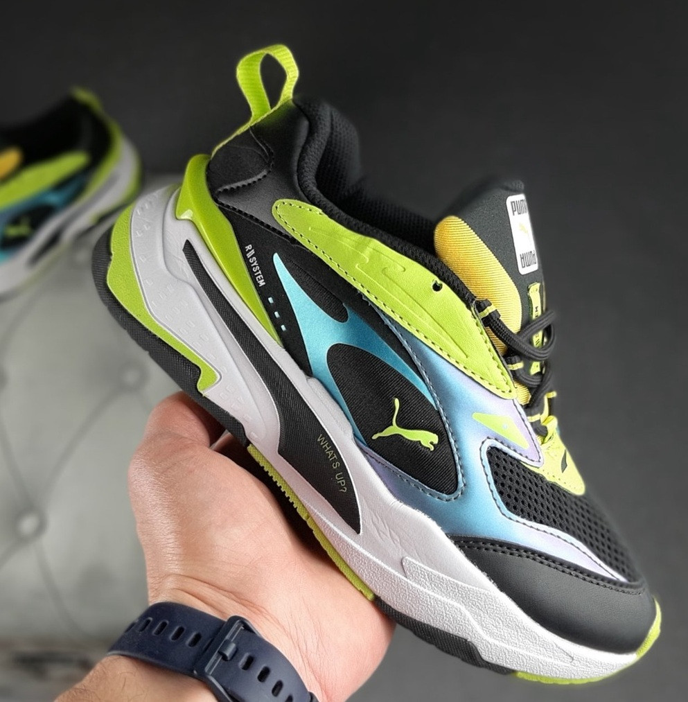 Жіночі кросівки Puma RS-Fast Buck осінь-весна повсякденні чорні з салатовим. Живо фото. топ, фото 1