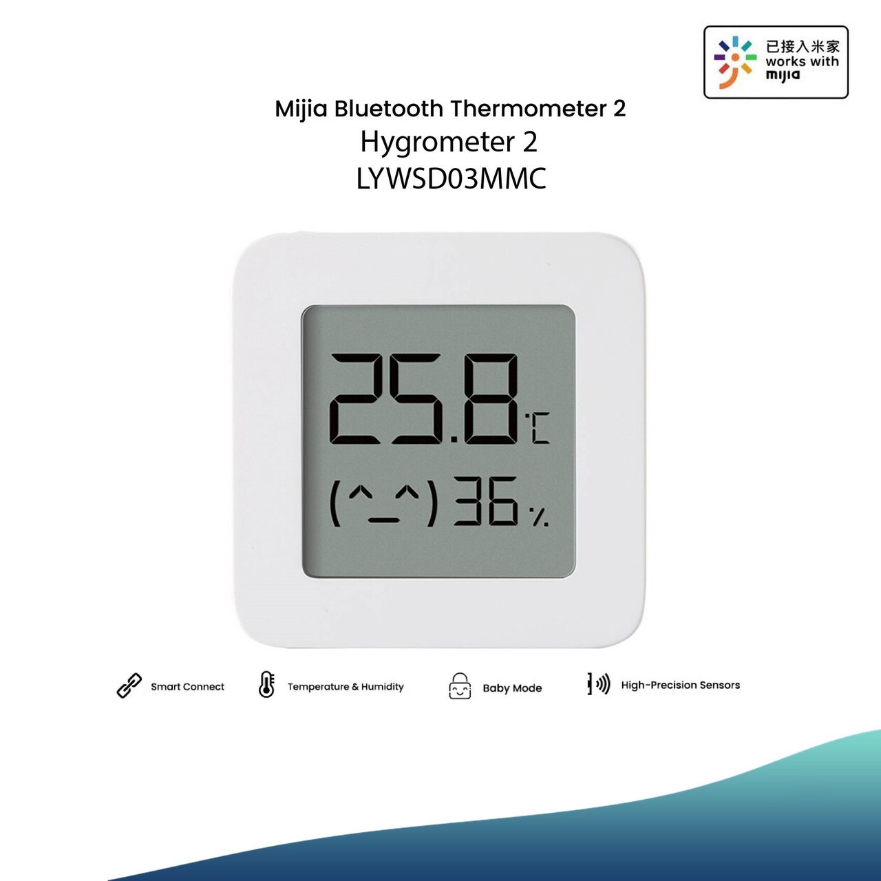Датчик температури і вологості Xiaomi Mijia Bluetooth Thermometer 2 (LYWSD03MMC) Hygrometer Bluetooth 4.2 BLE, фото 1