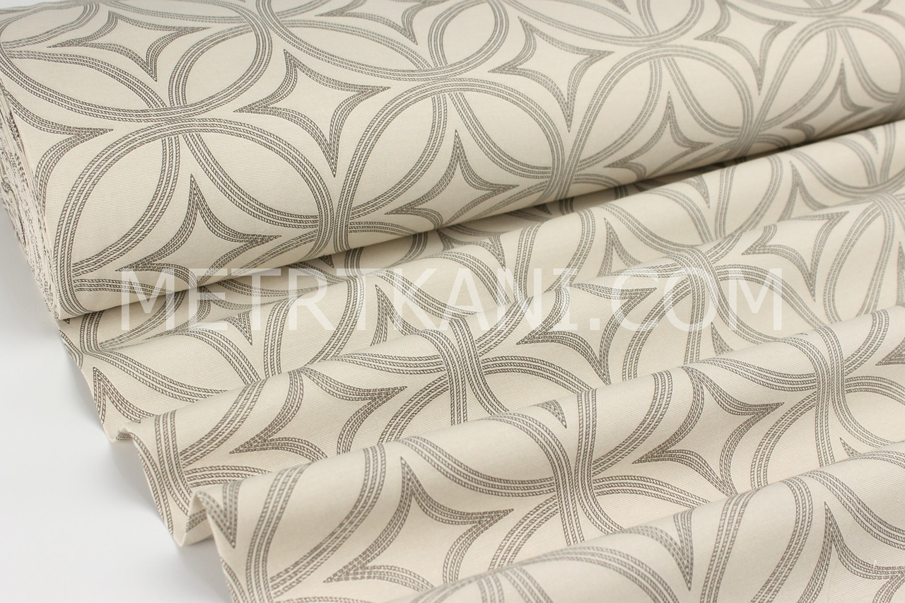 Тканина Duck з візерунком на бежевому тлі, фото 1