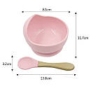Дитяча силіконова тарілка на присосці з ложкою MH 4038 Рожева, фото 5