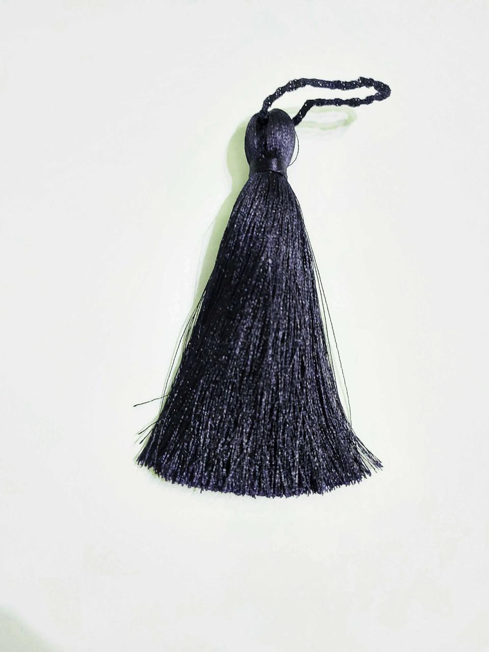 Китиця текстильна декоративна шовкова велика,1шт, синя, дуже темна темна 0248 1шт