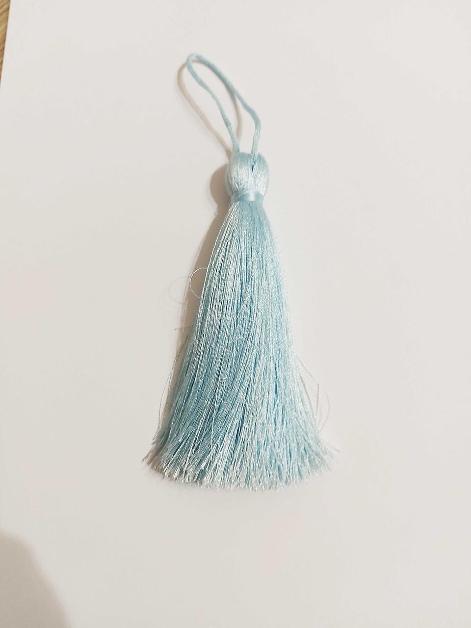 Китиця текстильна декоративна шовкова велика 10см Голуба ніжна 0250 1 шт.