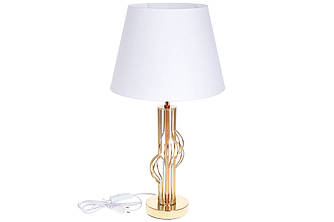 Декоративна настільна лампа з металевою основою та тканинним абажуром 56 см із золотистим покриттям.