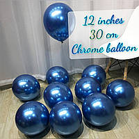 Хром 30 см синий латексный воздушный шар