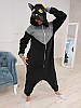 Кігурумі костюм піжама з флісу Кіт кішка (розміри на зріст від 155 до 180 см) чорний, фото 2