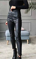 Стильные женские кожаные брюки лосины леггинсы с разрезами весна эко-кожа "Далила"