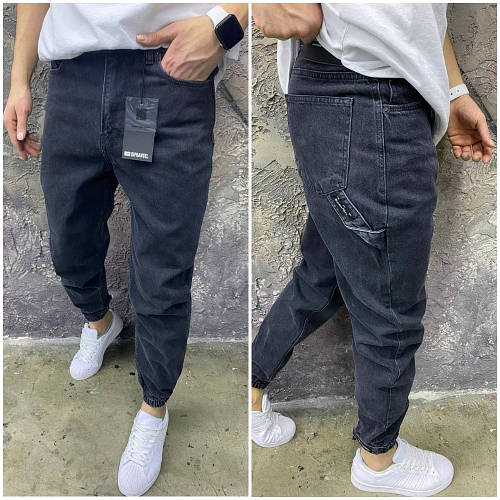 Мужские черные джинсы на резинке, турецкие свободные штаны джоггеры на ...