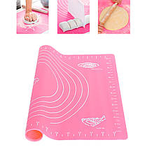 Силіконовий килимок для випічки Рожевий 30х40 см, килимок для розкочування тіста силіконовий з розміткою