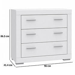 Білий матовий комод із шухлядами 96 см Snow SNWK23 Forte в кімнату підлітка