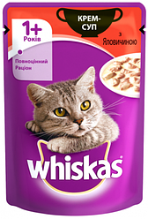 Вологий корм для кішок Whiskas (Віскас) крем-суп з яловичиною, пауч 85 г