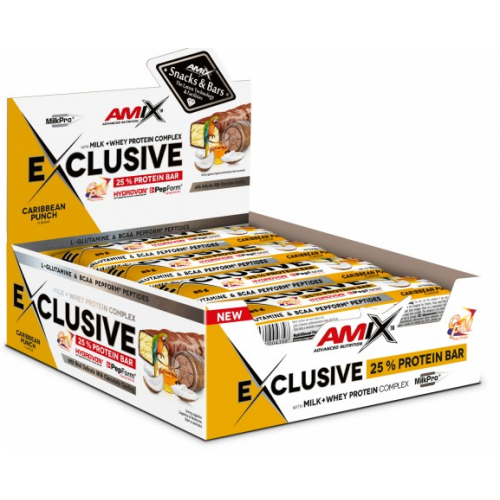 Протеиновые батончики Amix Exclusive Protein Bar 12x85г (уточнюйте які смаки в наявності), фото 1