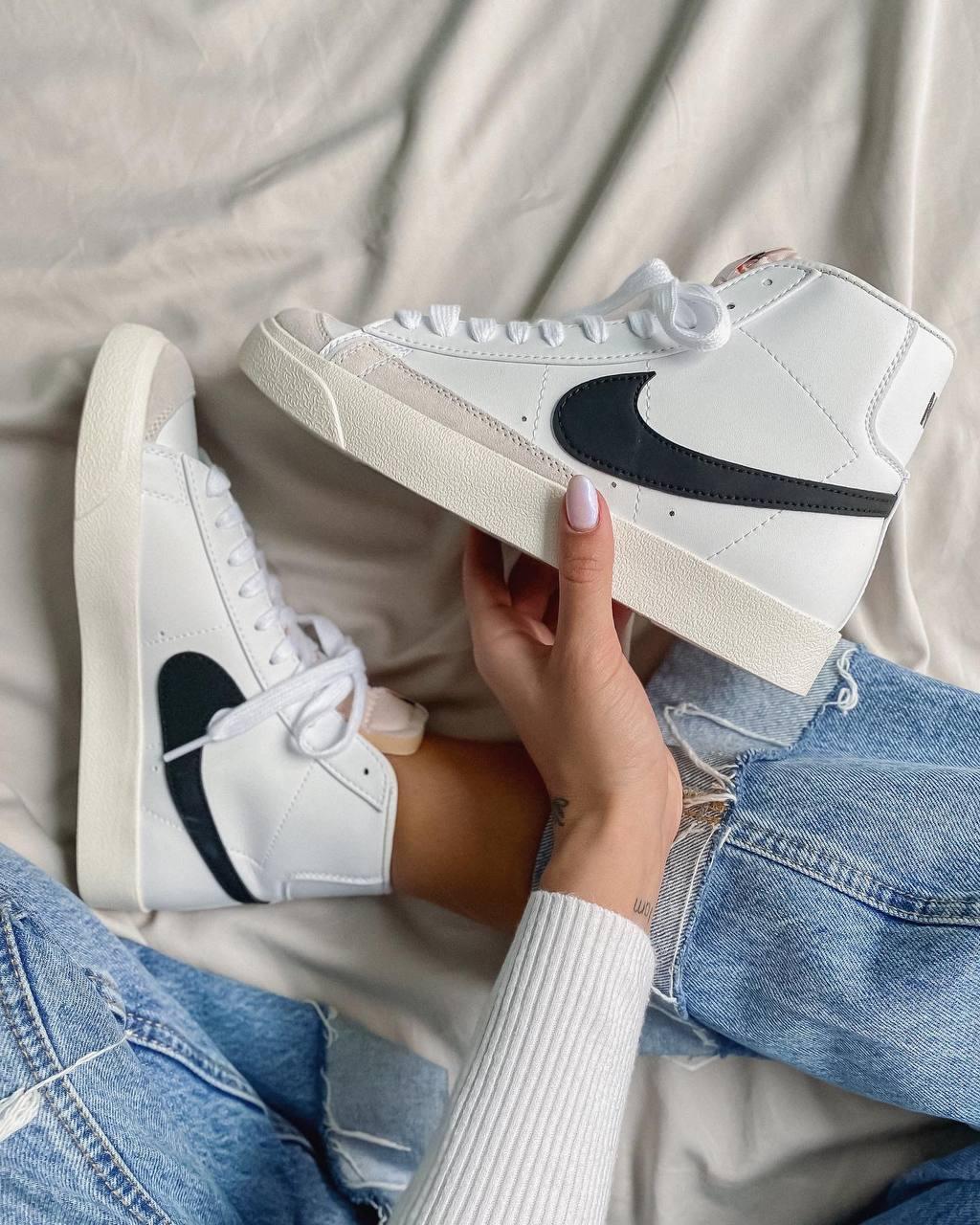Чоловічі / жіночі кросівки Nike lazer 77 Mid Vintage II White Найк Блейзер Білі