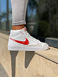 Чоловічі / жіночі кросівки Nike lazer 77 Mid Vintage II White Red | Найк Блейзер Білі, фото 4