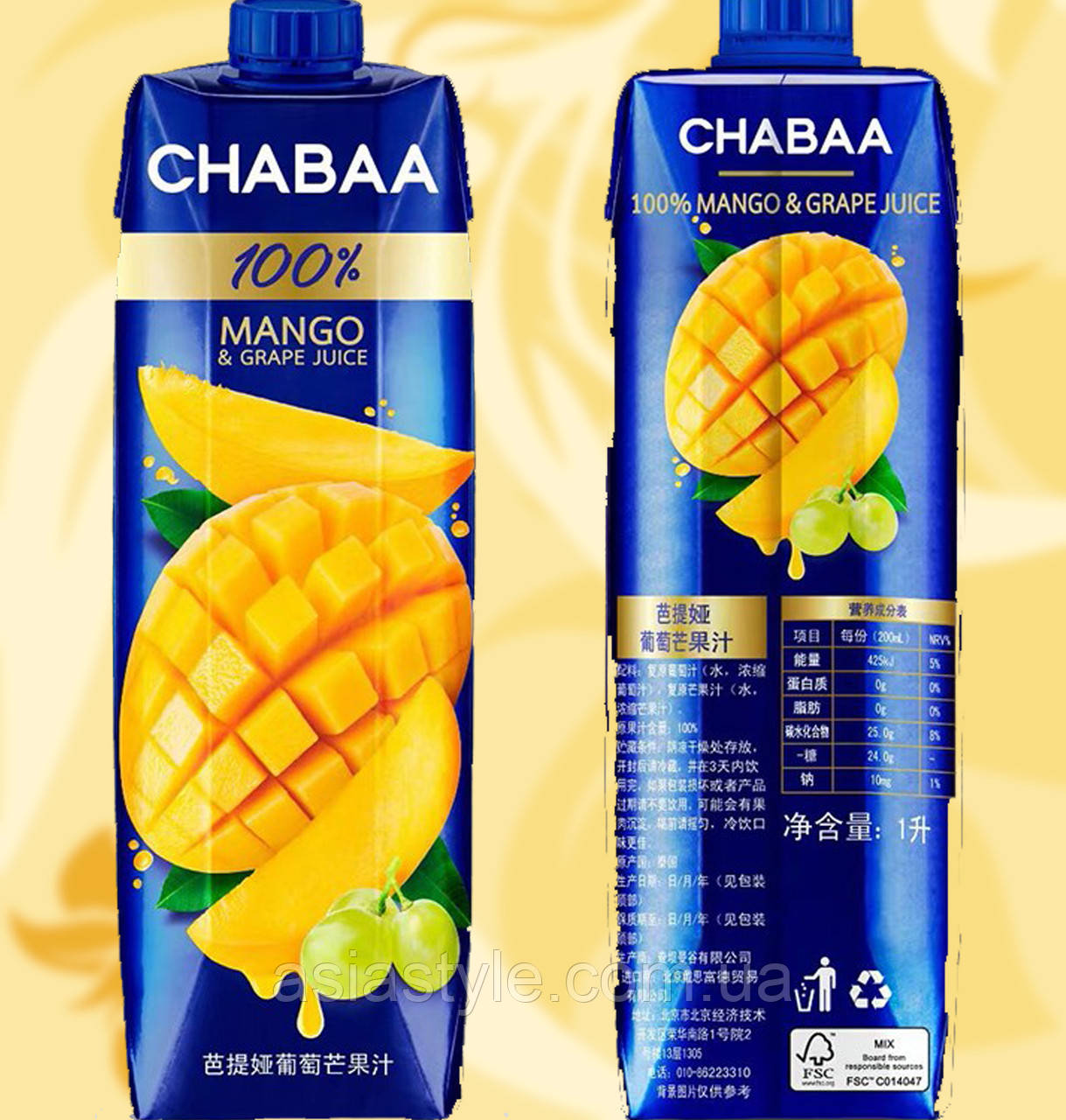 Сок манго, сік манго, Mango Juice, Chabaa, 1л, Таїланд, АФ, Ч, фото 1