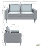 Прямий диван м'який Monet 2-місний 1400 мм темно-сірий, фото 7