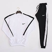 Спортивный костюм мужской Nike (Найк) белый | Комплект весенний осенний демисезонный с лампасами