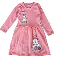 Платье для девочки 92-110 см розовое с длинным рукавом Турция 104см