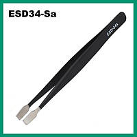 ESD34-Sa Антистатический пинцет (плоский, лопаточкой) 120 мм