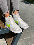 Жіночі кросівки Nike Blazer Mid 77 Vintage White Neon Green | Найк Блейзер, фото 4