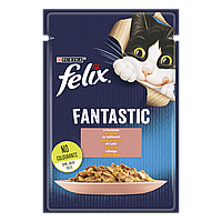 Влажный корм для кошек FELIX Fantastic с лососем. Кусочки в желе 85 г