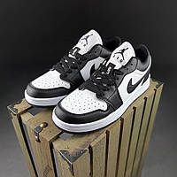 Низкие женские кроссовки черно-белые Nike Air Jordan Retro 1. Обувь женская Найк Аир Джордан Ретро 1 черные