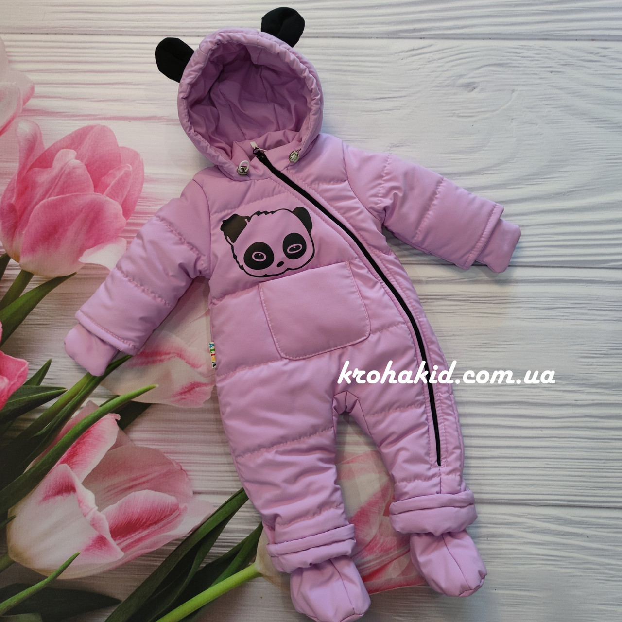 Детский демисезонный  комбинезон Панда 74 80 размер - осенне-весенний комбинезон для деток от рождения