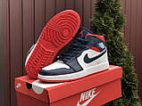 Чоловічі кросівки Nike Air Jordan шкіряні баскетбольні темно-сині білі червоні, фото 5