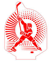 Акриловый светильник-ночник Хоккей красный tty-n001481
