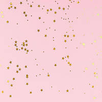 Фото-фон виниловый 100х100см "Розовый фон. Золотые звезды", фон для предметной съемки ПВХ (баннерная ткань)