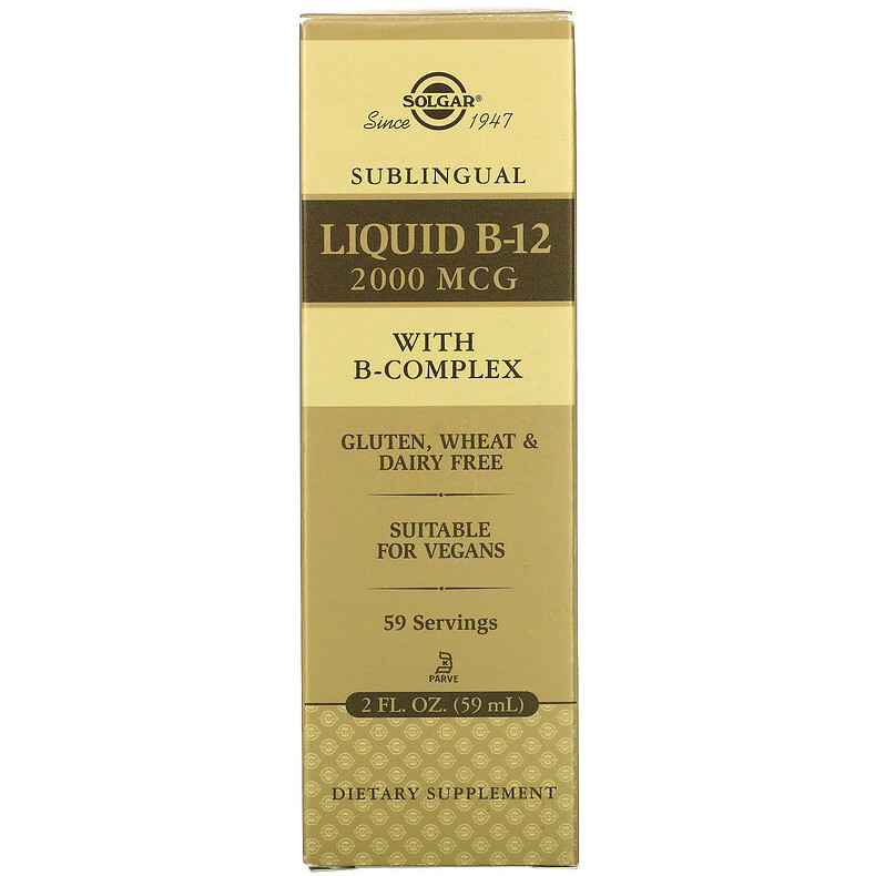 SOLGAR "Sublingual Liquid B-12" 2000 мкг (59,2 мл) - Купить жидкий ...