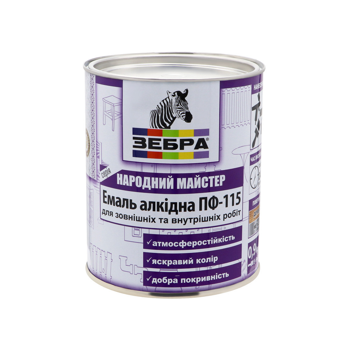 Емаль ПФ-115 ЗЕБРА серії Народний Майстер 587 боровик сосновий - 0,9 кг