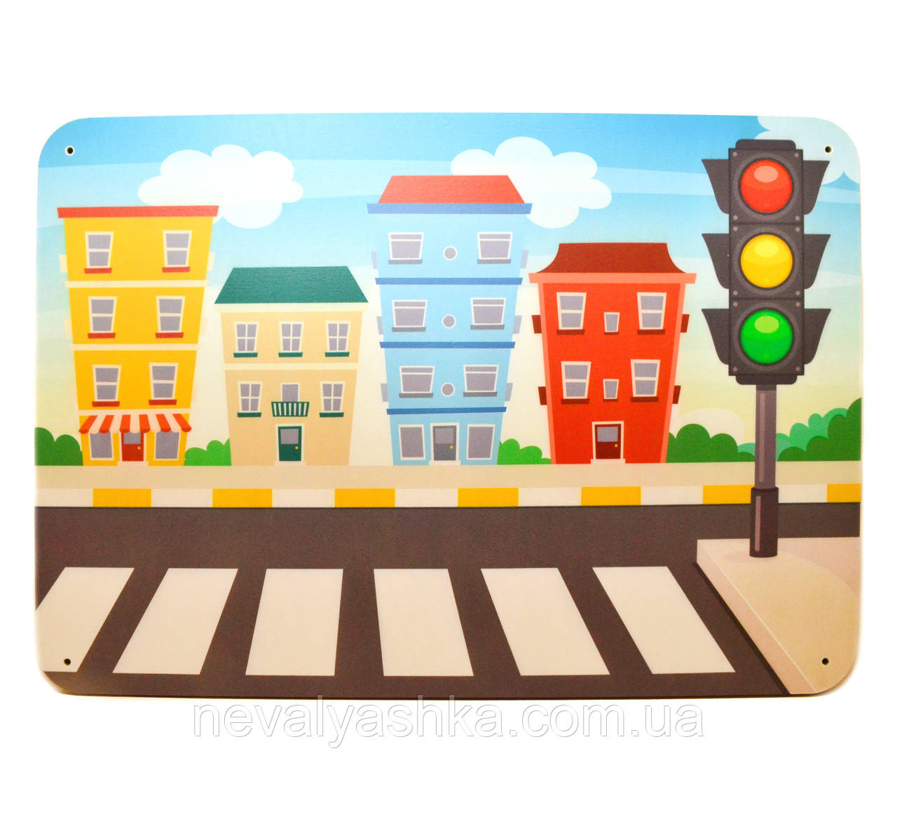 Кольорова Основа для Бізіборду 50х35 см "Місто" (товщина 0,8 см) Фанера 8 мм + Односторонній Друк