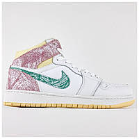 Женские кроссовки Nike Air Jordan 1 Mid Ice Cream Retro High, белые кожаные кроссовки найк аир джордан 1 ретро