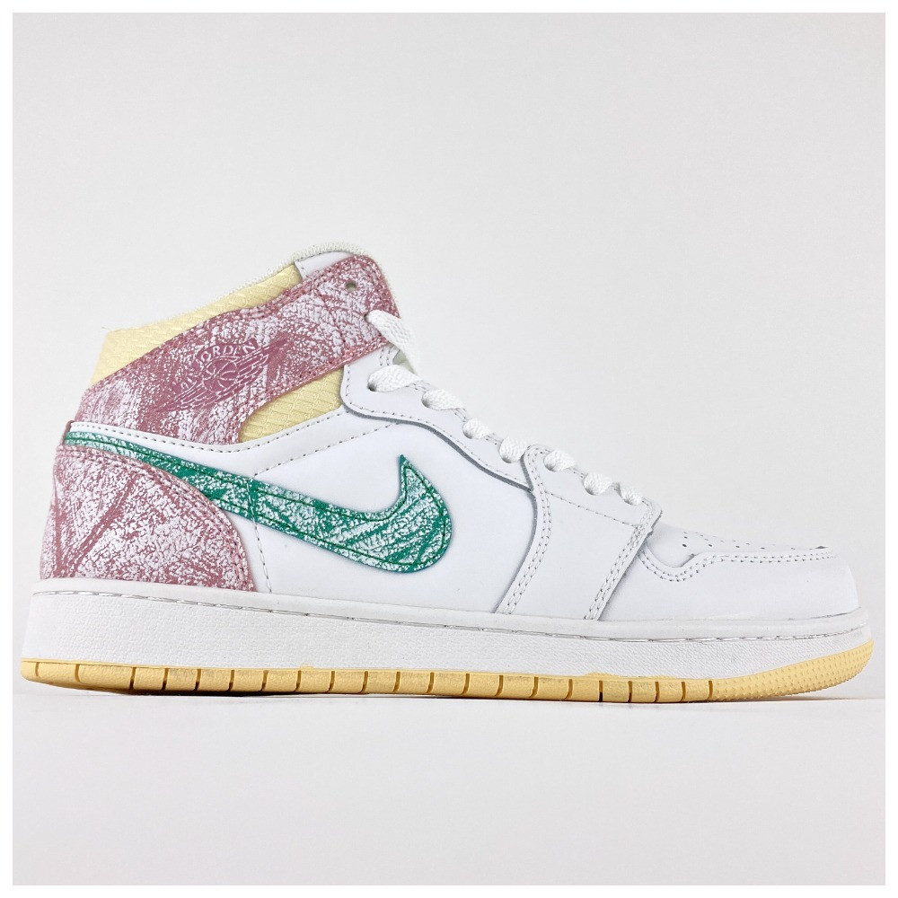 Жіночі кросівки Nike Air Jordan 1 Mid Ice Cream Retro High, білі шкіряні кросівки найк аір джордан 1 ретро хай аїр, фото 1