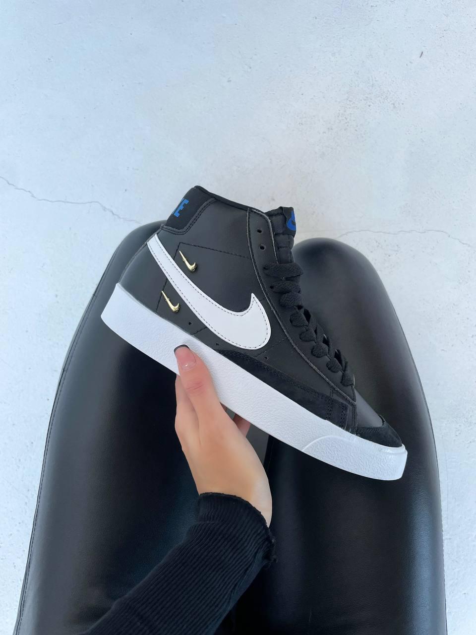 Жіночі кросівки Nike Blazer 77 Mid METALLIC SWOOSH BLACK | Найк Блейзер Чорні
